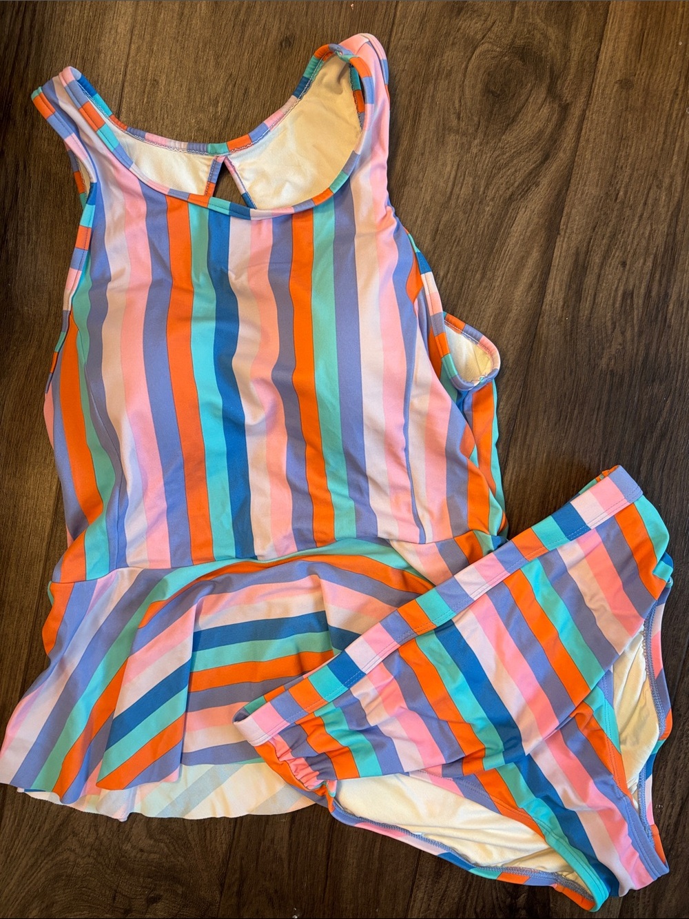 Matilda Jane Striped Tankini Swimsuit Set Multicolor Peplum Women's Size Small